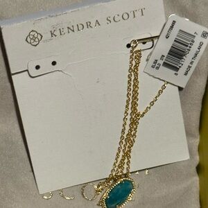Kendra Scott Gold Necklace with Turquoise-Teal Stone